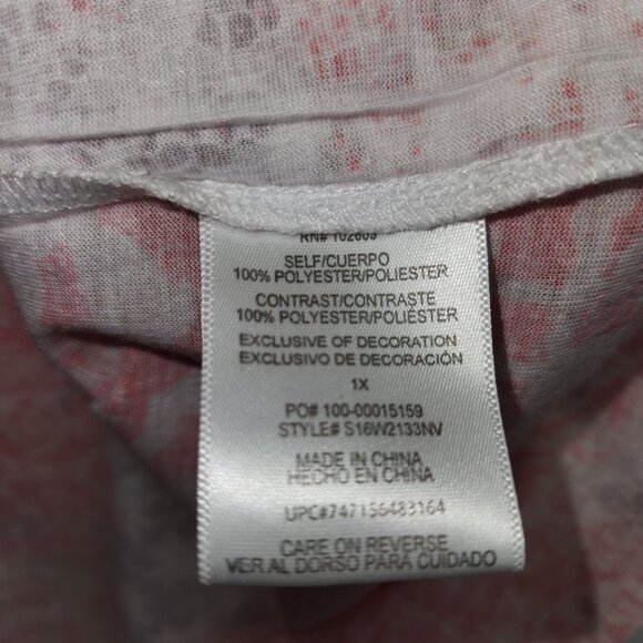 Nappa Valley Womens Plus 1X Coaral Geometric Print Short Sleeve Pullover 4173 - Picture 5 of 8